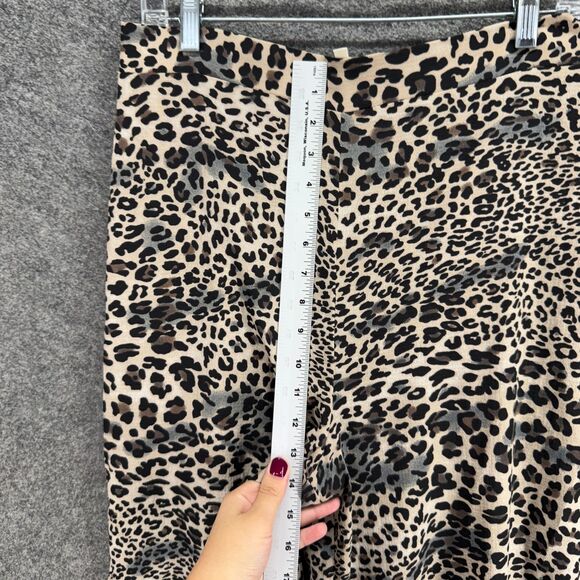 Entro Pants Women M Medium Beige Animal Print High Rise Flat Front Chino Casual - Picture 5 of 9